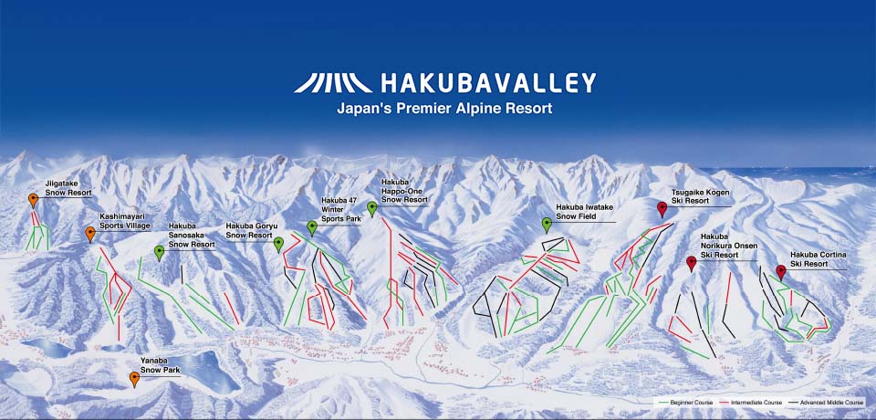 Top 10 Places to Ski in Japan - Hakuba Valley Trail Map