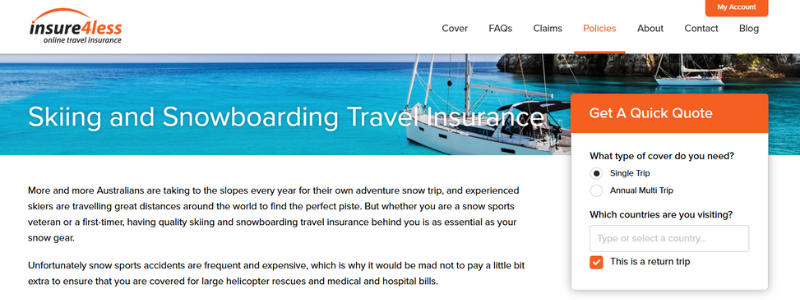 Ski Travel Insurance - Insure4Less