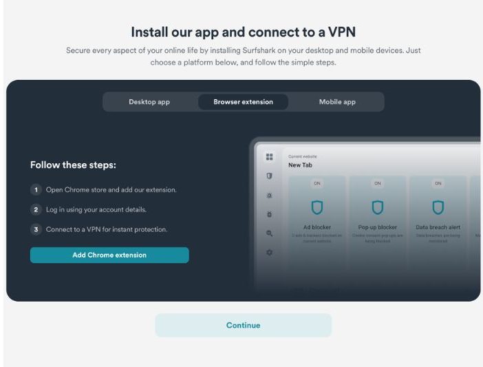 SurfShark VPN Review - VPN Installation - Browser Extension