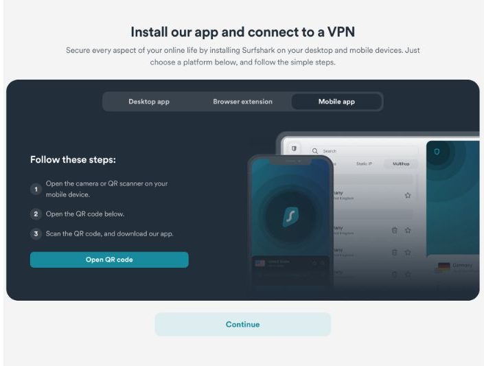 SurfShark VPN Review - VPN Installation - Mobile App