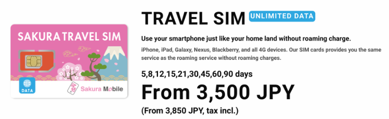 Sakura Mobile SIM Review - Short-Term SIM Pricing